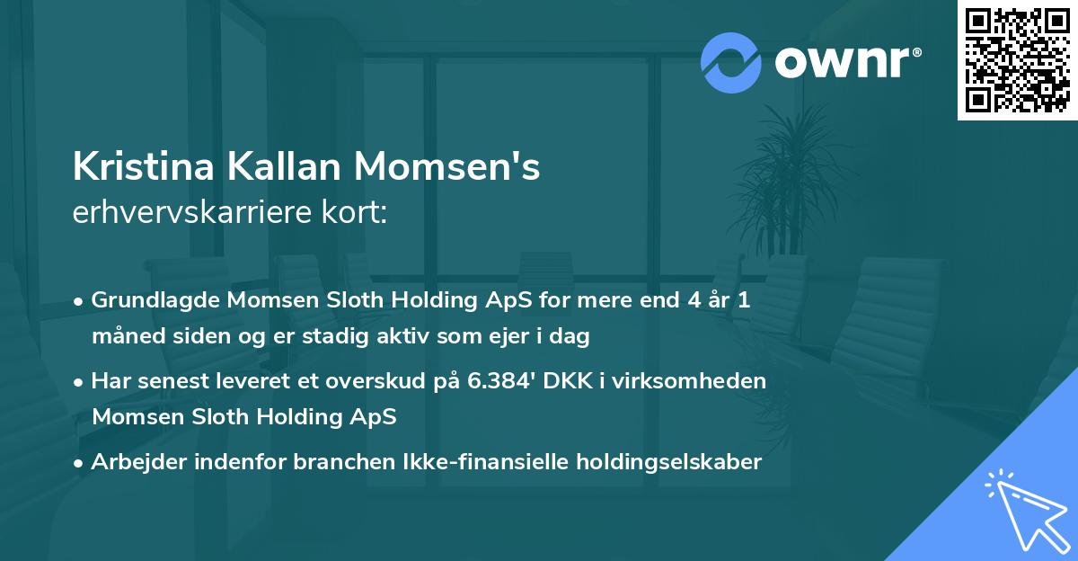 Kristina Kallan Momsen's erhvervskarriere kort