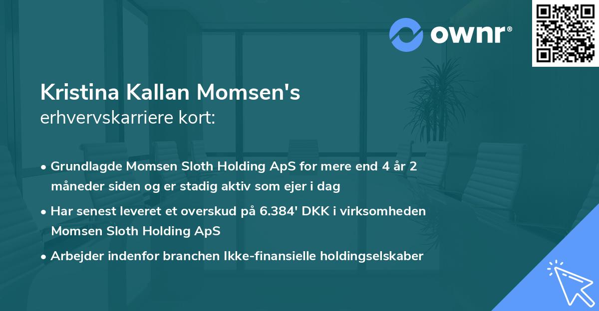 Kristina Kallan Momsen's erhvervskarriere kort