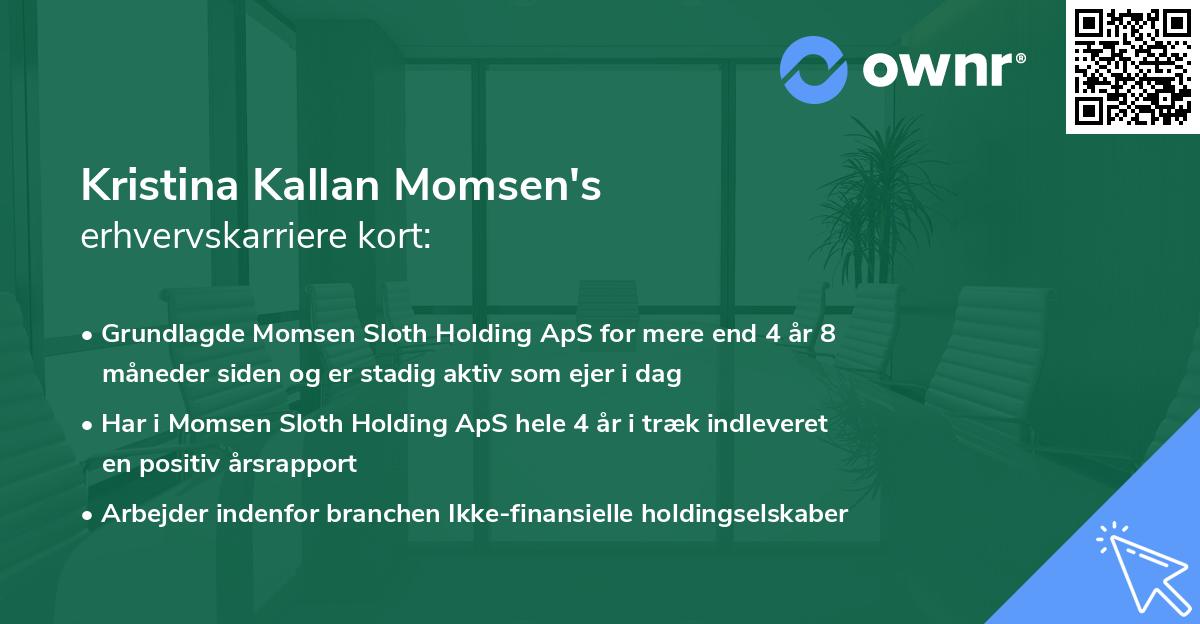 Kristina Kallan Momsen's erhvervskarriere kort