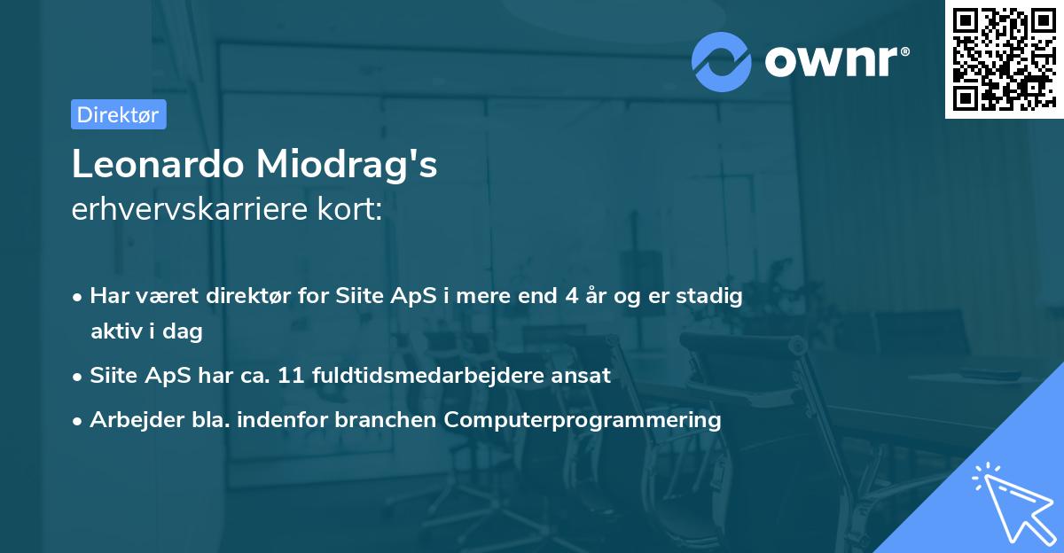 Leonardo Miodrag's erhvervskarriere kort