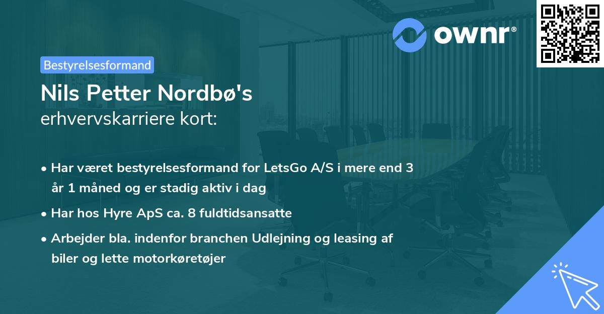 Nils Petter Nordbø's erhvervskarriere kort