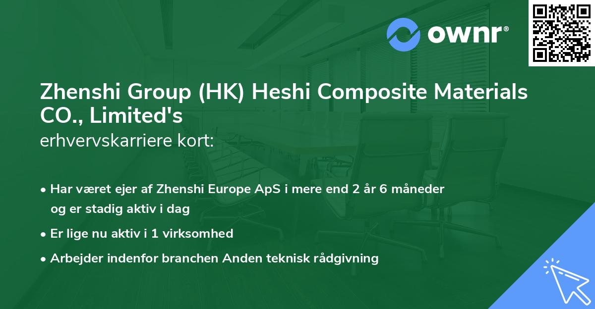 Zhenshi Group (HK) Heshi Composite Materials CO., Limited's erhvervskarriere kort