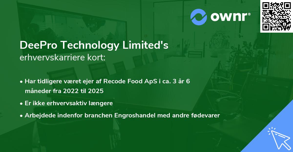 DeePro Technology Limited's erhvervskarriere kort