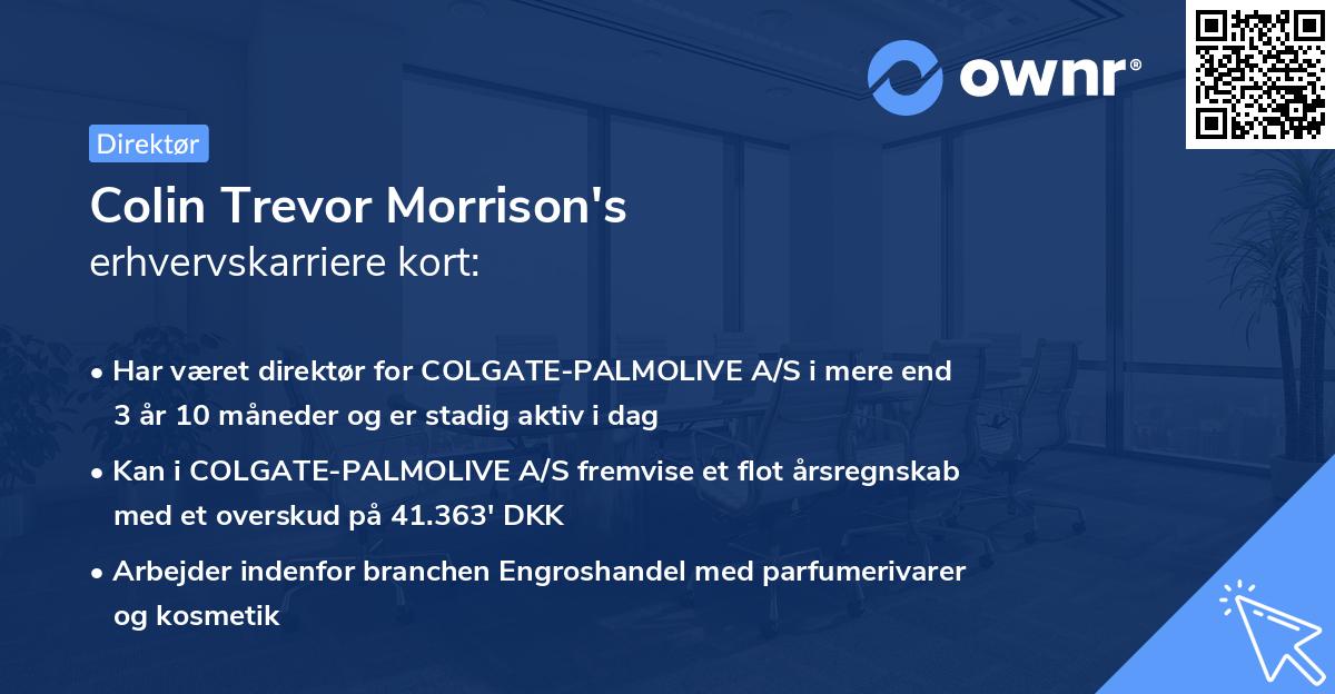 Colin Trevor Morrison's erhvervskarriere kort