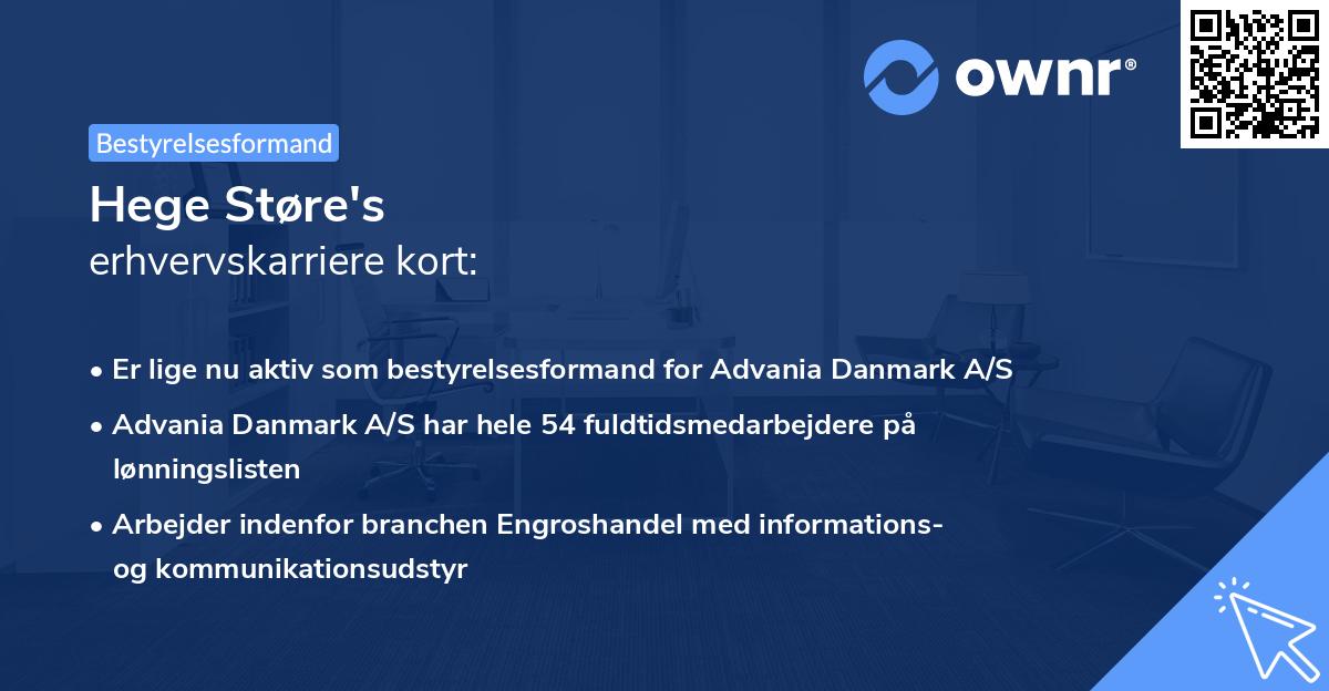 Hege Støre's erhvervskarriere kort