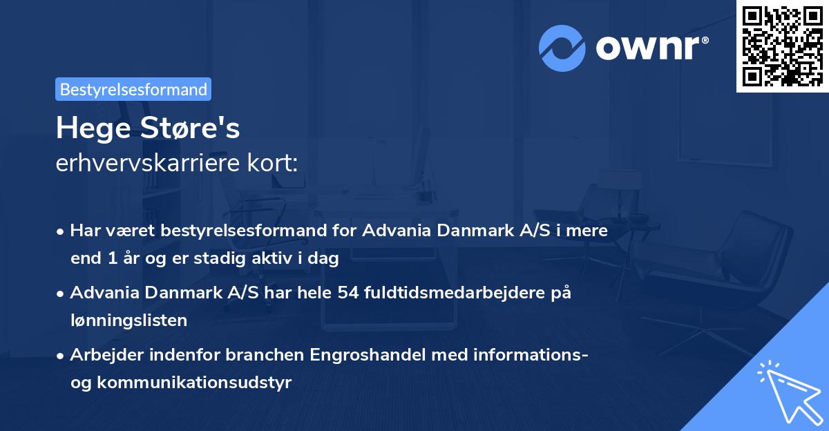 Hege Støre's erhvervskarriere kort