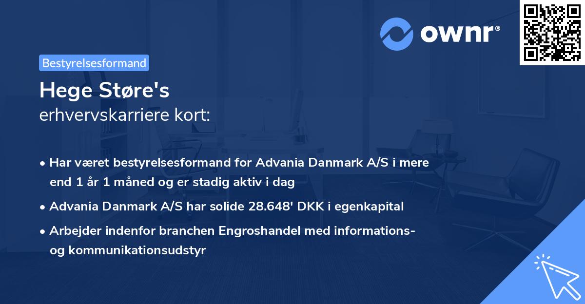 Hege Støre's erhvervskarriere kort