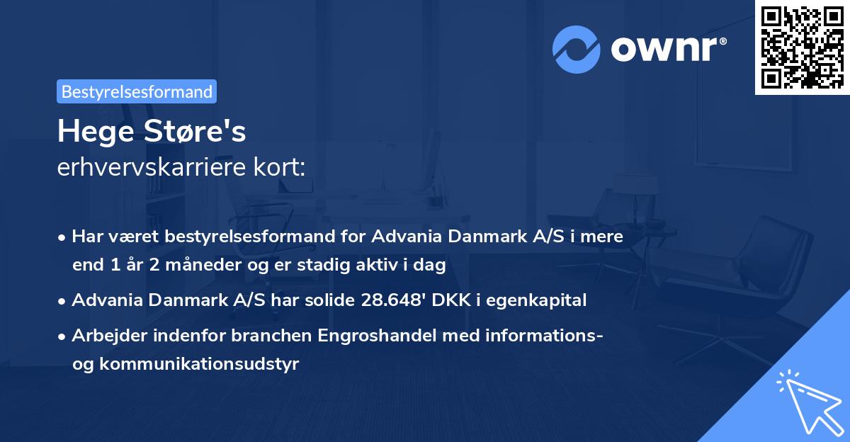 Hege Støre's erhvervskarriere kort