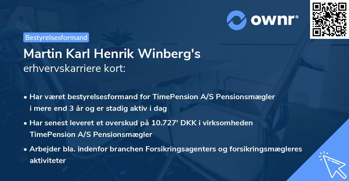 Martin Karl Henrik Winberg's erhvervskarriere kort