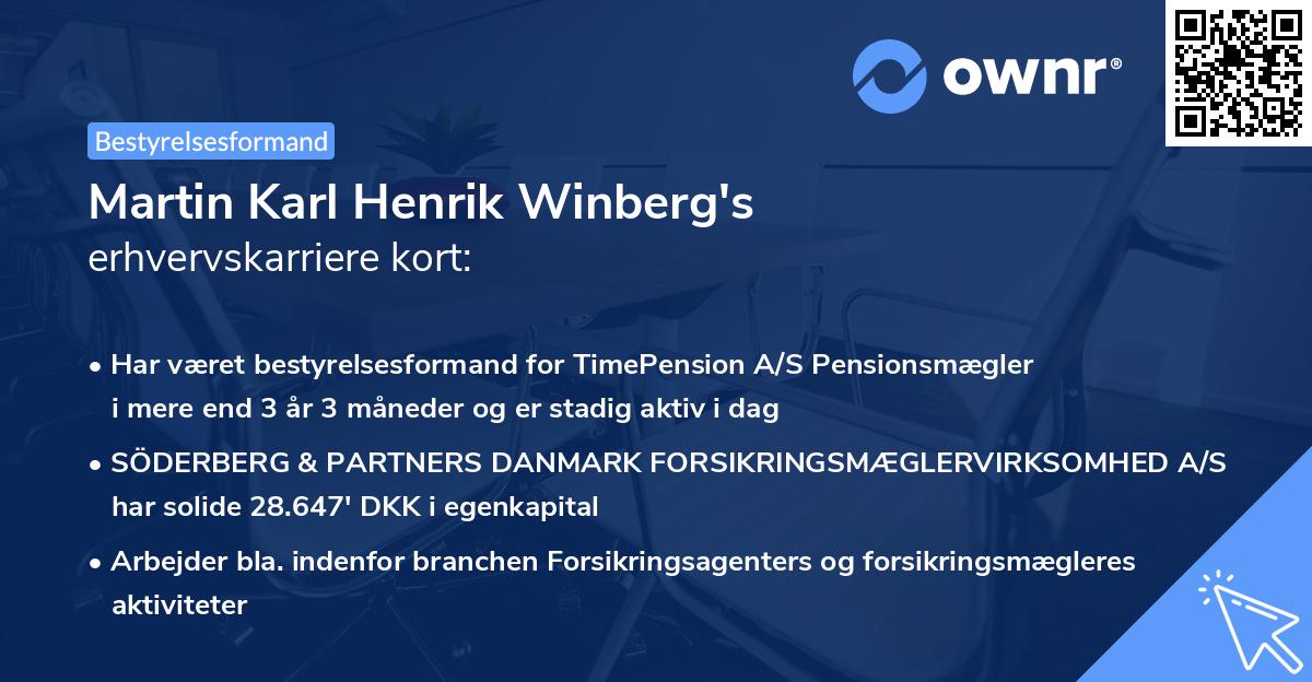Martin Karl Henrik Winberg's erhvervskarriere kort