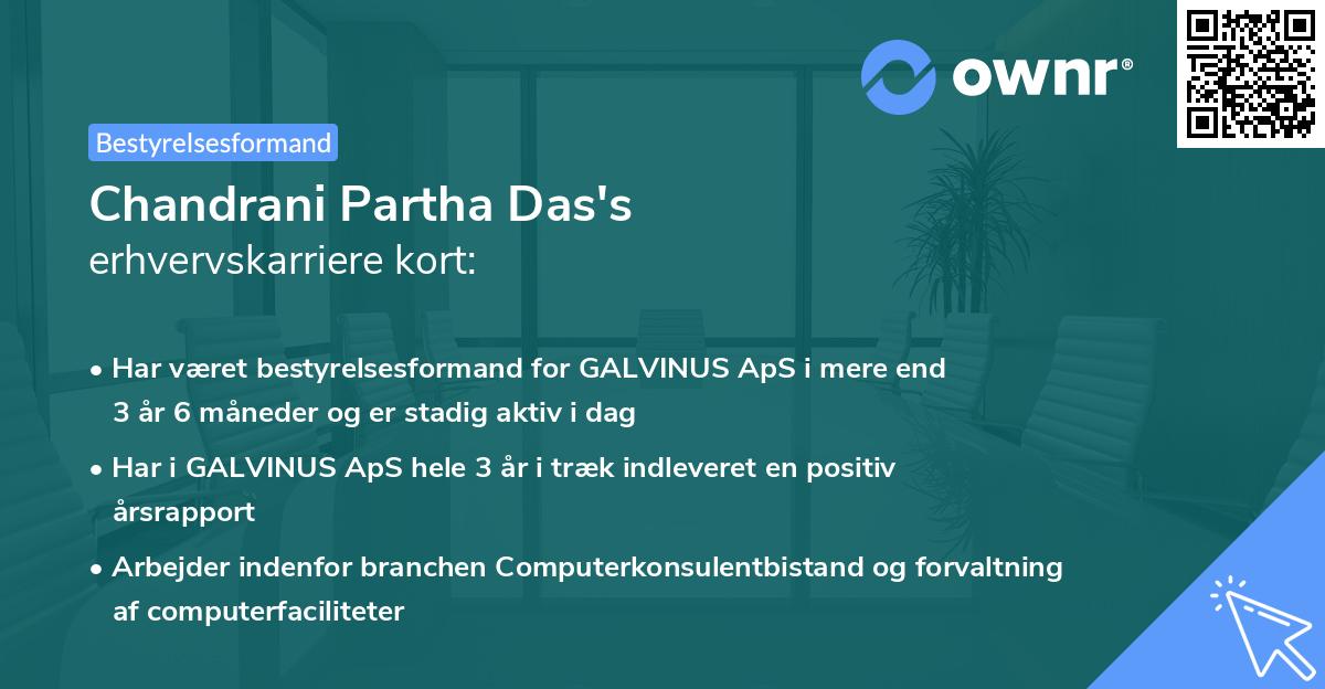 Chandrani Partha Das's erhvervskarriere kort