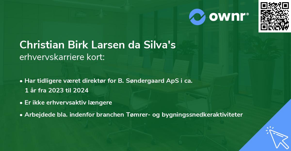 Christian Birk Larsen da Silva's erhvervskarriere kort