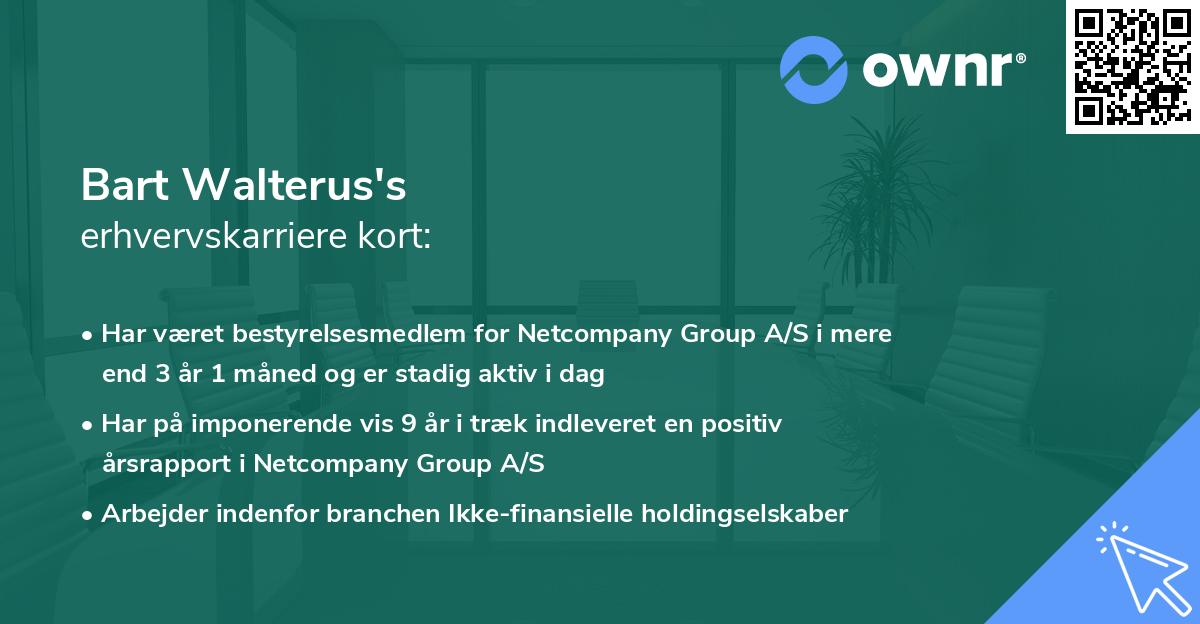 Bart Walterus's erhvervskarriere kort