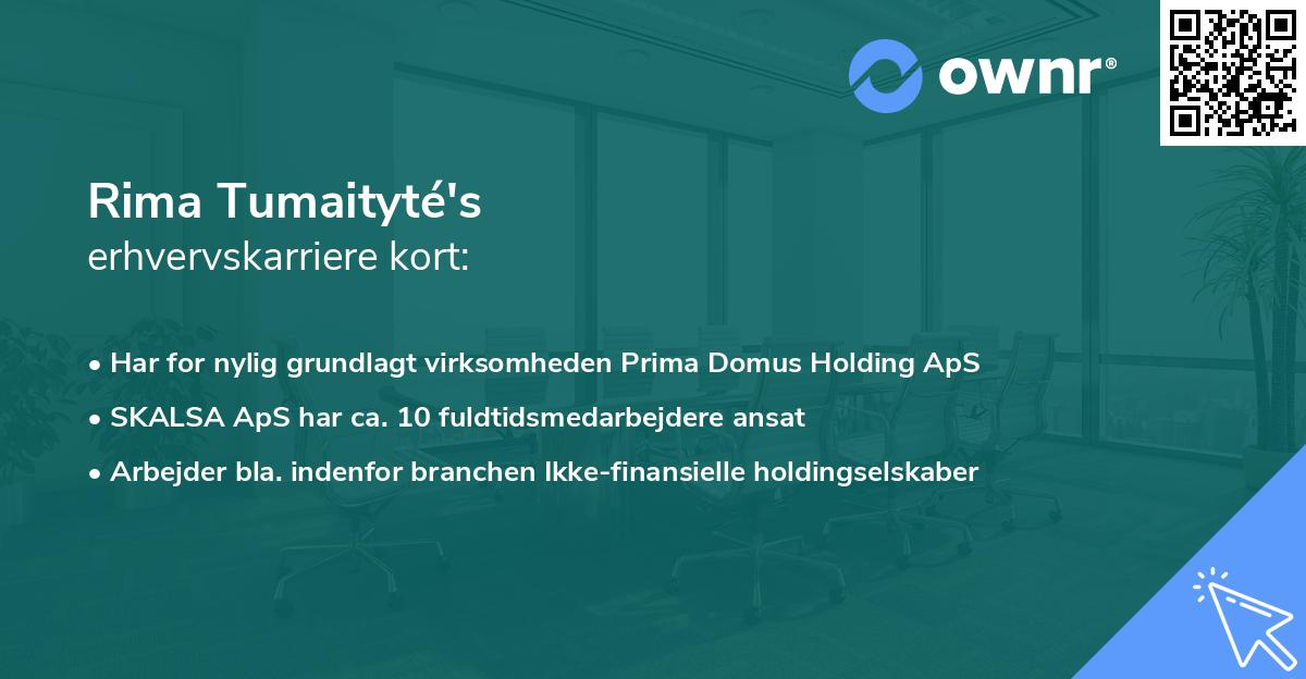 Rima Tumaityté's erhvervskarriere kort