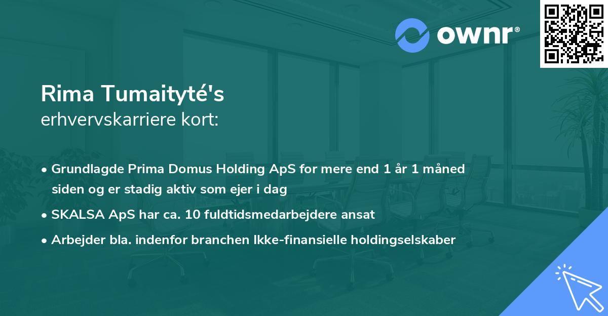 Rima Tumaityté's erhvervskarriere kort