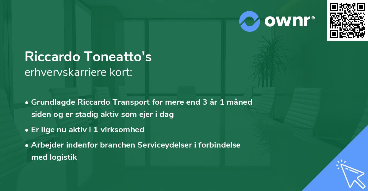Riccardo Toneatto's erhvervskarriere kort