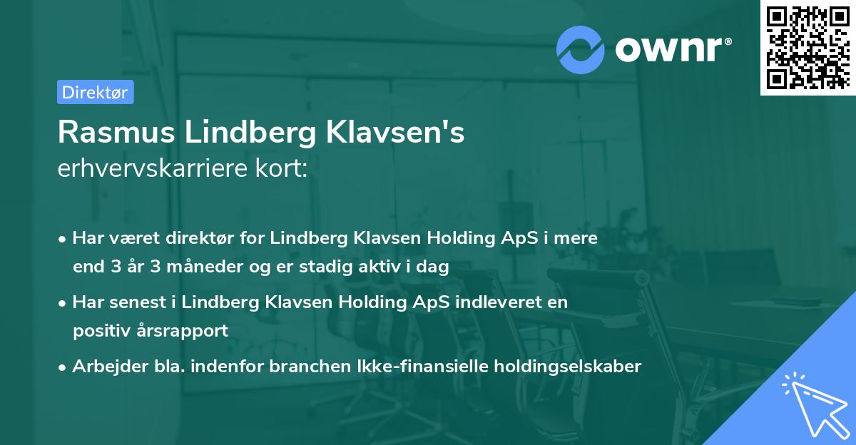 Rasmus Lindberg Klavsen's erhvervskarriere kort