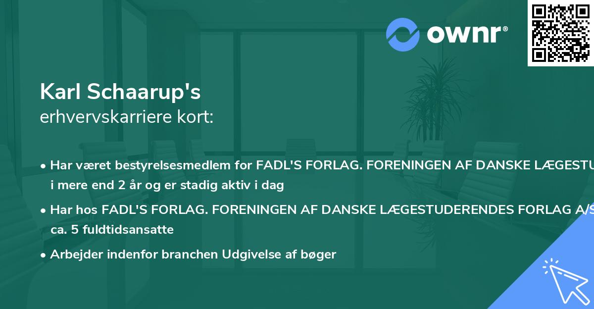 Karl Schaarup's erhvervskarriere kort