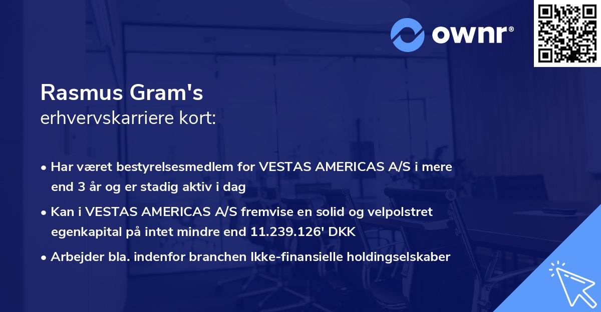 Rasmus Gram's erhvervskarriere kort