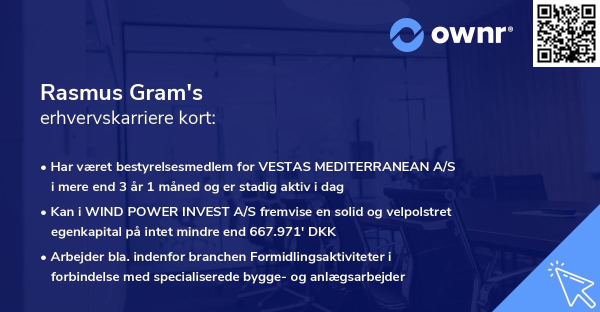 Rasmus Gram's erhvervskarriere kort