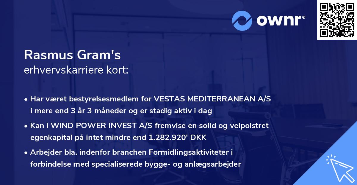 Rasmus Gram's erhvervskarriere kort