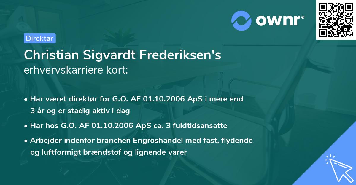 Christian Sigvardt Frederiksen's erhvervskarriere kort