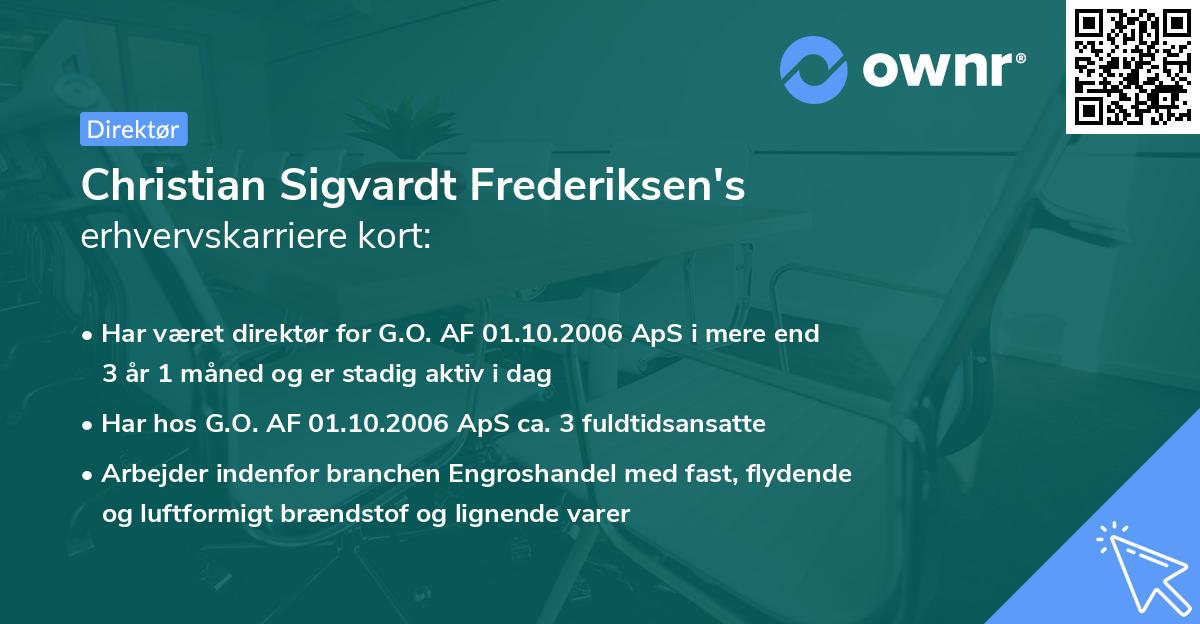 Christian Sigvardt Frederiksen's erhvervskarriere kort