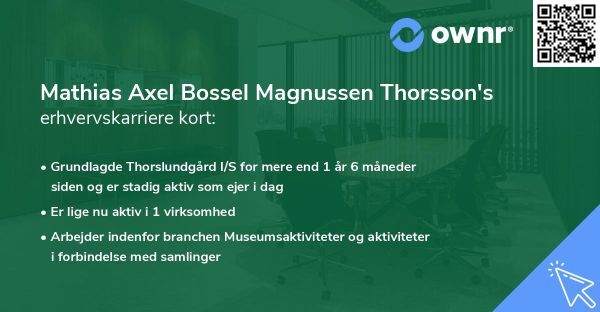Mathias Axel Bossel Magnussen Thorsson's erhvervskarriere kort