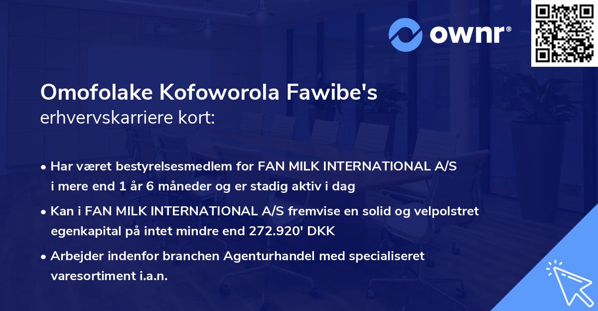 Omofolake Kofoworola Fawibe's erhvervskarriere kort