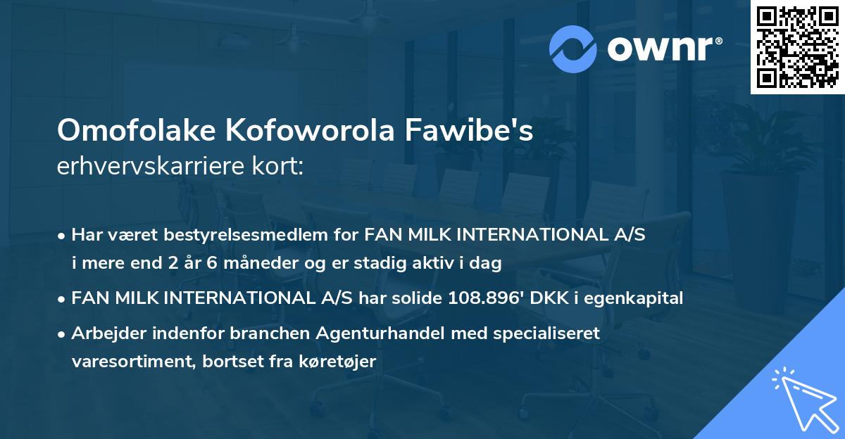 Omofolake Kofoworola Fawibe's erhvervskarriere kort