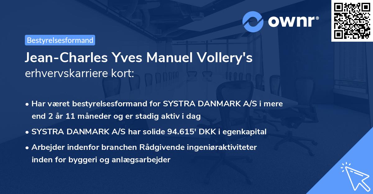Jean-Charles Yves Manuel Vollery's erhvervskarriere kort