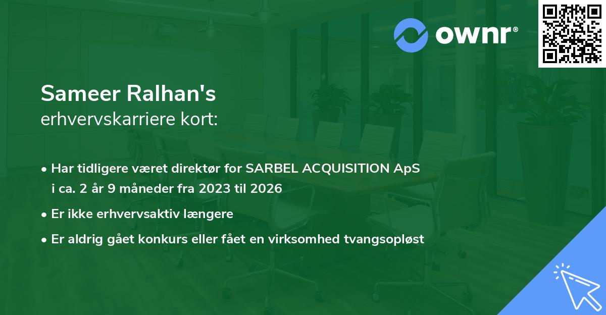 Sameer Ralhan's erhvervskarriere kort