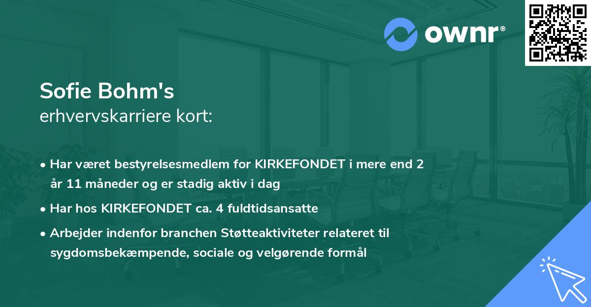 Sofie Bohm's erhvervskarriere kort
