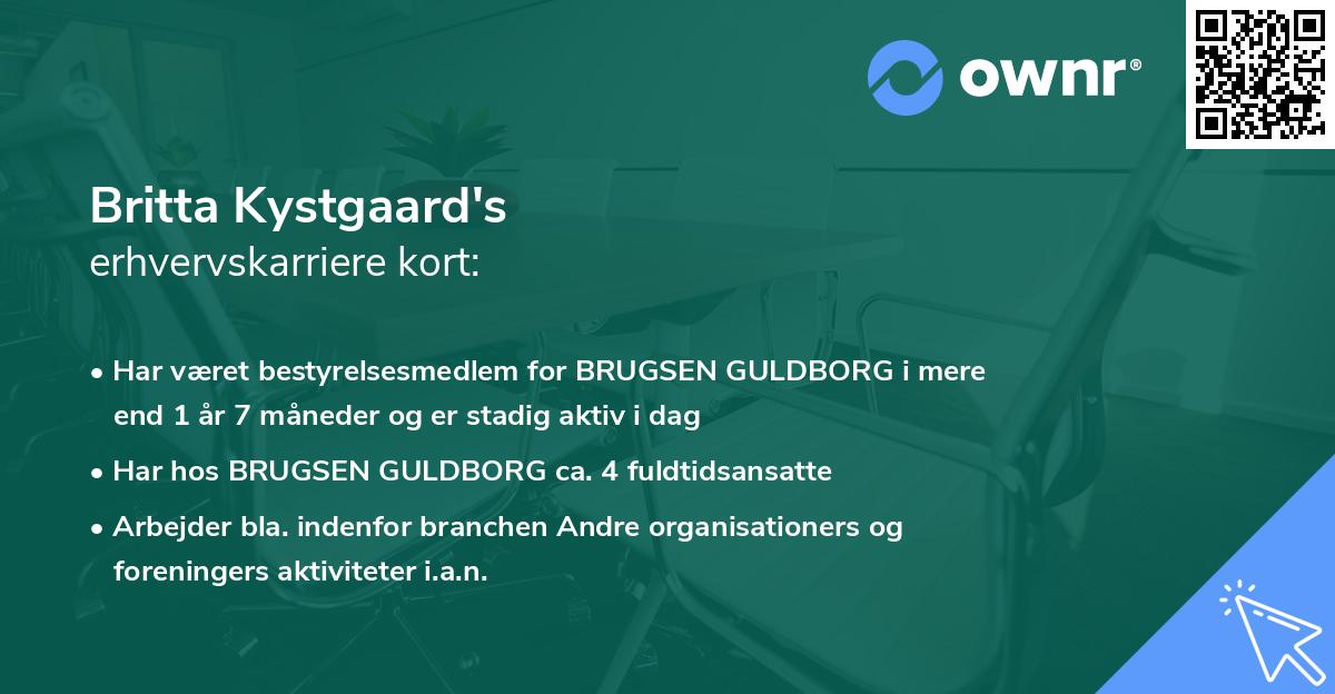 Britta Kystgaard's erhvervskarriere kort