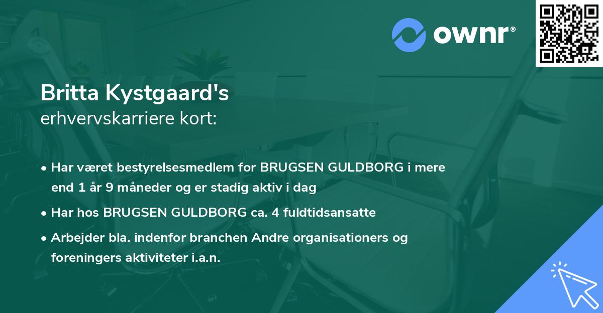 Britta Kystgaard's erhvervskarriere kort