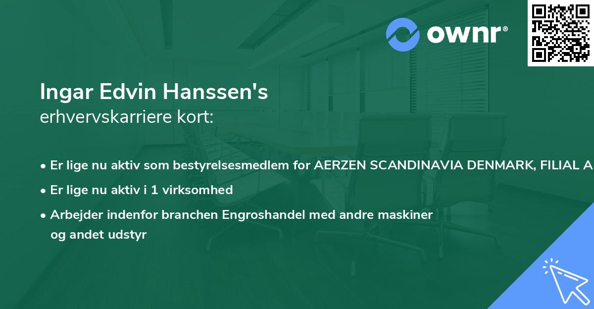 Ingar Edvin Hanssen's erhvervskarriere kort