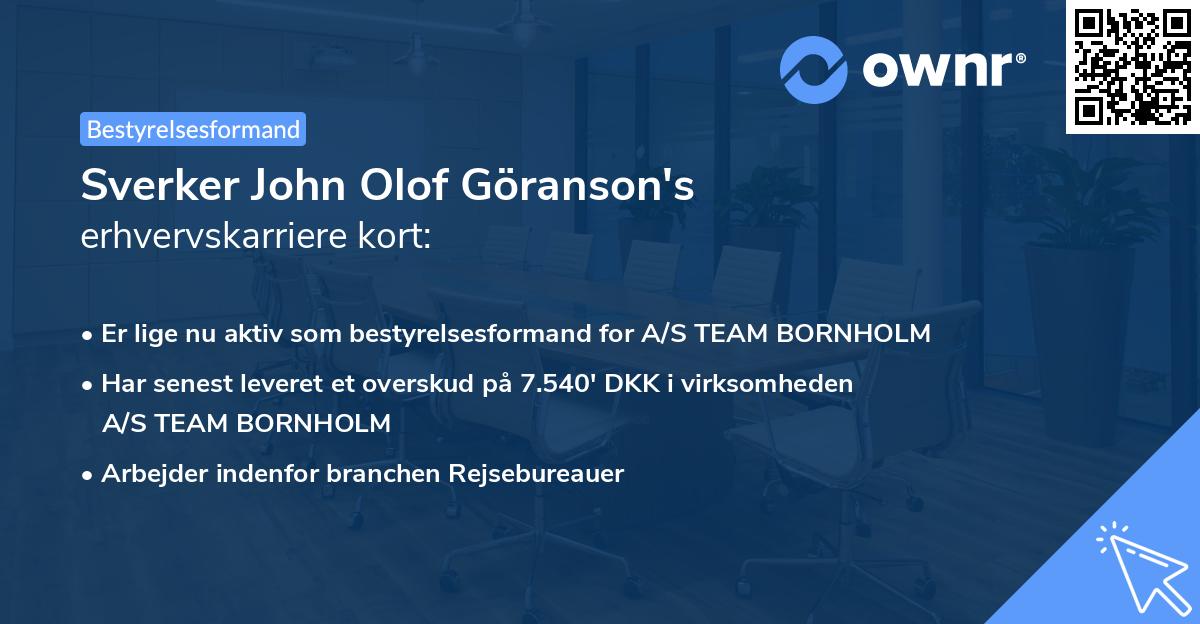 Sverker John Olof Göranson's erhvervskarriere kort