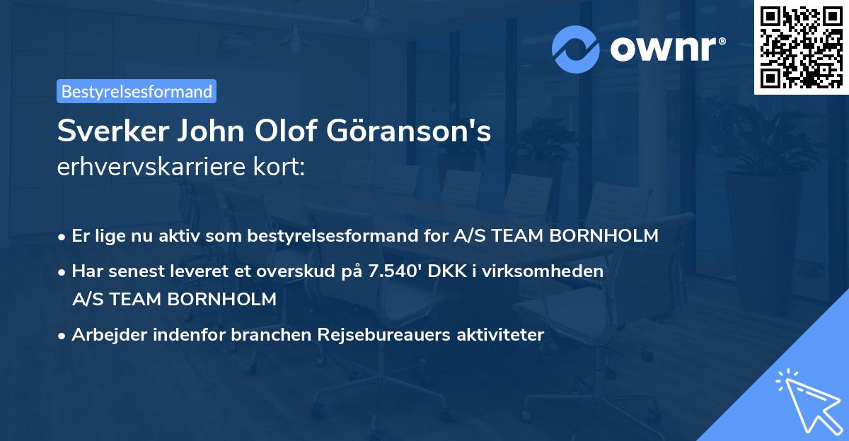 Sverker John Olof Göranson's erhvervskarriere kort