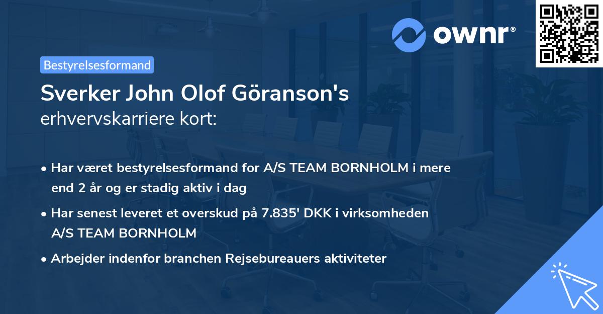Sverker John Olof Göranson's erhvervskarriere kort