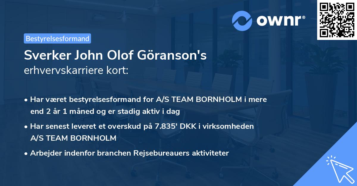 Sverker John Olof Göranson's erhvervskarriere kort