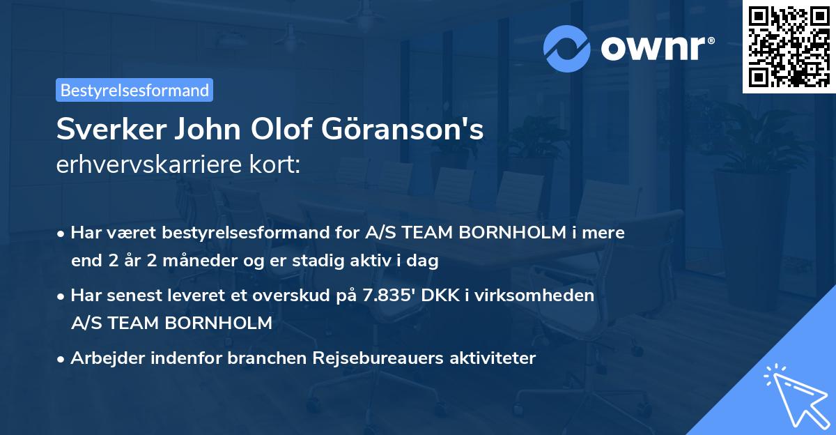 Sverker John Olof Göranson's erhvervskarriere kort