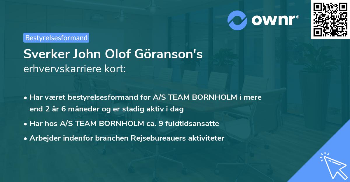 Sverker John Olof Göranson's erhvervskarriere kort