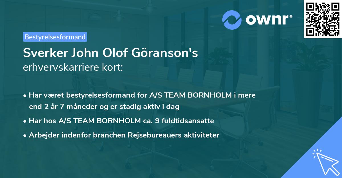 Sverker John Olof Göranson's erhvervskarriere kort