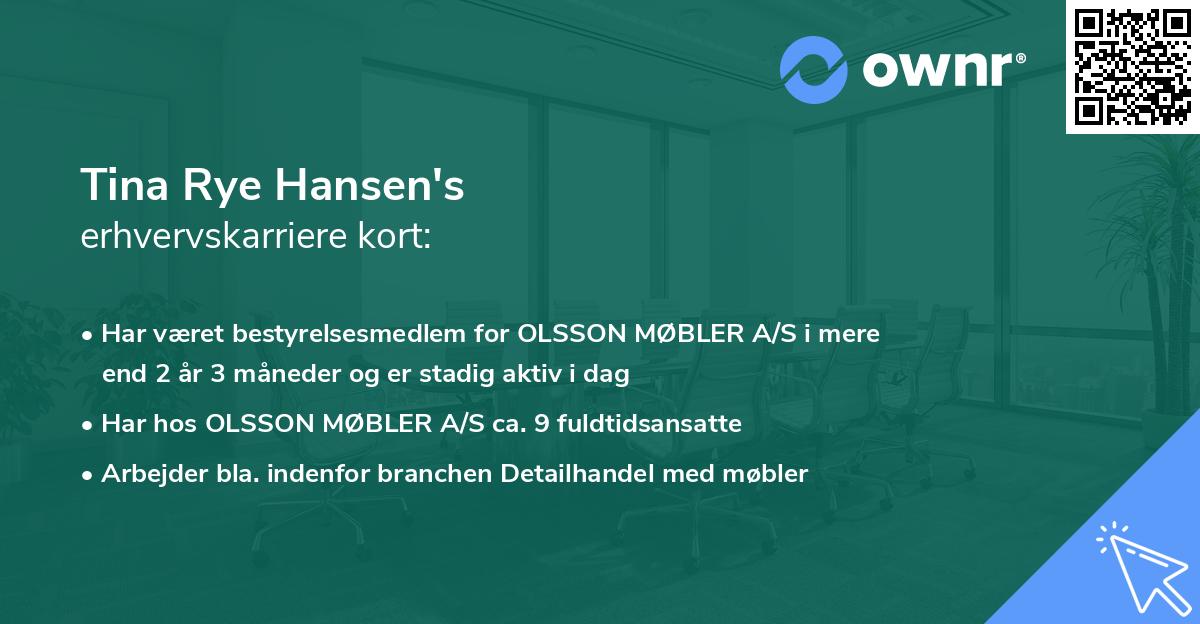 Tina Rye Hansen's erhvervskarriere kort