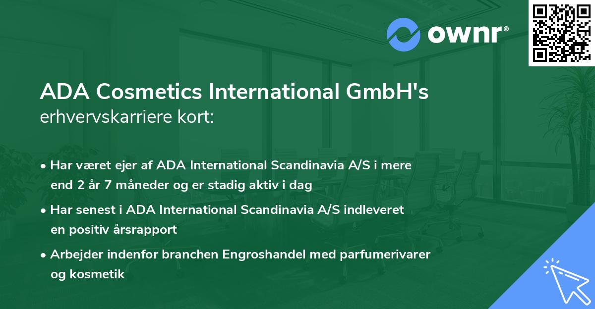 ADA Cosmetics International GmbH's erhvervskarriere kort