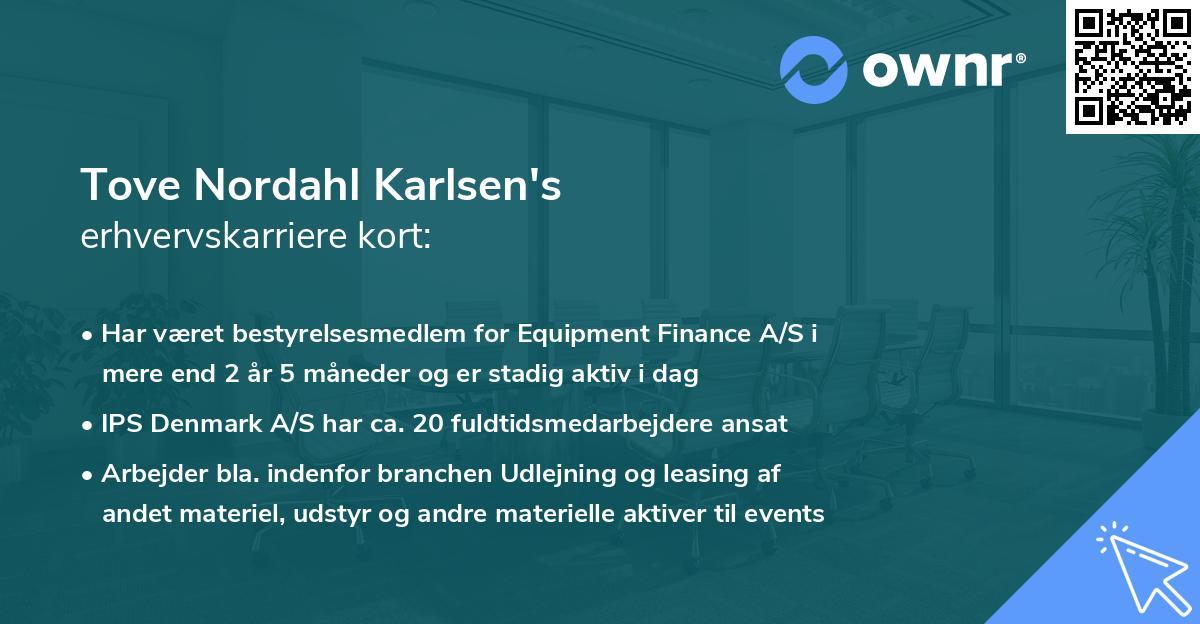 Tove Nordahl Karlsen's erhvervskarriere kort