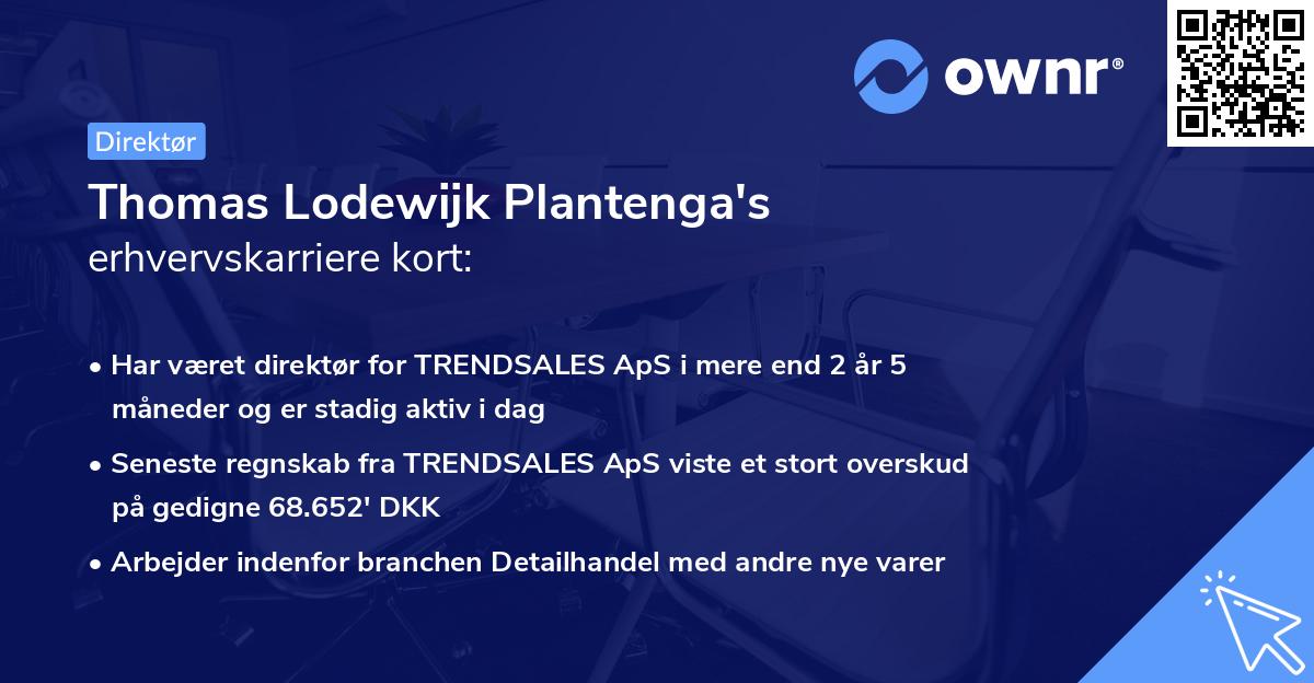 Thomas Lodewijk Plantenga's erhvervskarriere kort