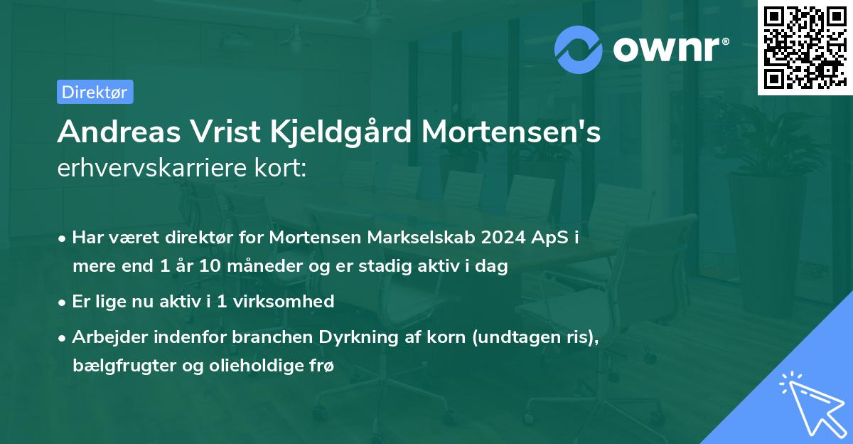 Andreas Vrist Kjeldgård Mortensen's erhvervskarriere kort