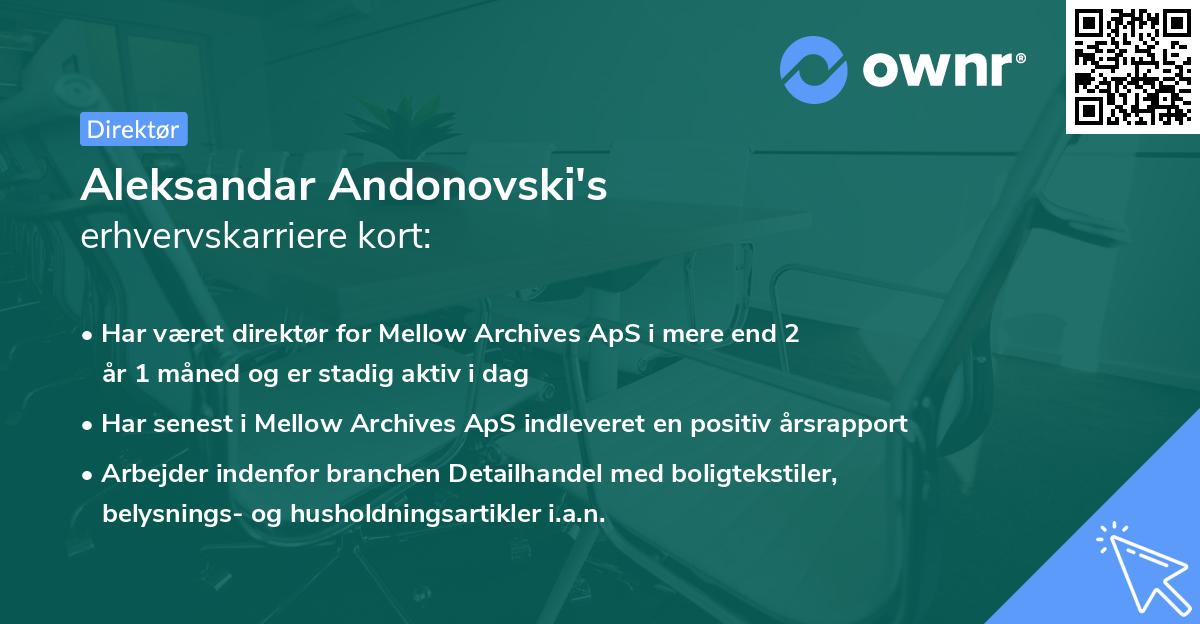 Aleksandar Andonovski's erhvervskarriere kort