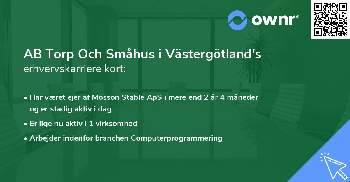 AB Torp Och Småhus i Västergötland's erhvervskarriere kort